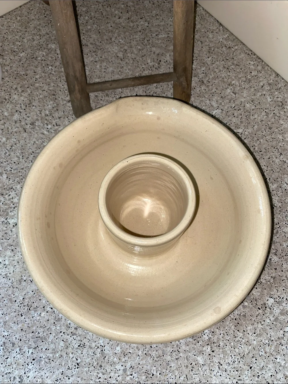 Vintage Signed Cream Colored Ceramic Pottery Chicken Roaster